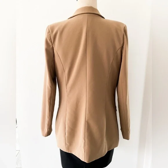 Oh Polly Tan Blazer Jacket with Pockets, Size 8 - Picture 6 of 8